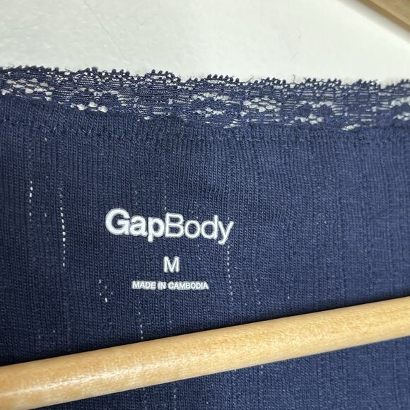 Gap Body Pointelle Knit Lace Trim Baby Tee Womens M Y2K Floral Dainty Coquette - Picture 3 of 5